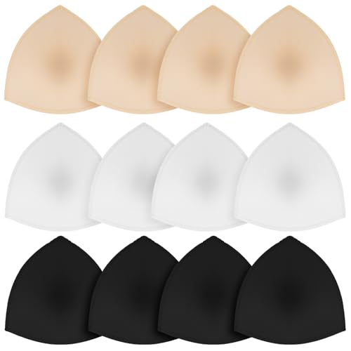 Bra Pads Inserts 6 Pairs Triangle Thin Bra Insert for Women, Bra Pads Inserts, Removable Sports Bra Cup, Bra Inserts Enhancers for Girls, Breathable Push Up Breast Bra Insert Pads Sponge for Bikini