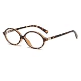 JOVAKIT Retro Oval Blue Light Blocking Glasses for Women Vintage Fashion 90s Small Oval Frame Eyeglasses (Leopard)