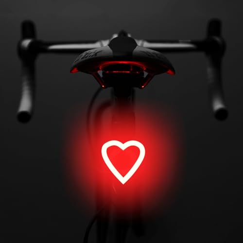 Light For Night Riding Cycling Bright Back Mountain Bike Ebike Accessories 5 Modes Waterproof Safety Warning Lamp For Adult Kids (heart)