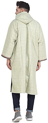 Image of Exotic India Men's Woolen Blend Kashmiri Phiran with Hood | Pure Wool Long Overcoat-Oversized Phiran for Men