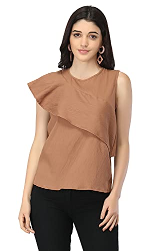 Image of DHRUVI Trendz Women's Regular Fit T-Shirt (2021 Pink & Brown & Black X-Large)