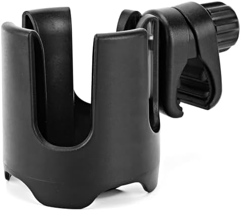 Universal Stroller Cup Holder, 360° Rotation Large Caliber Adjustable Cup Holder for Walker, Wheelchair, Bike, Scooter, Fits Most Cup, Black