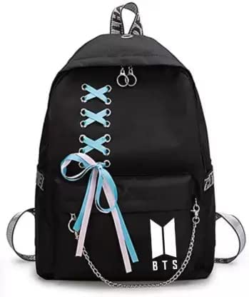 KAUSBABI BTS & Blue Ribbon Backpack for girls Kpop BTS Bangtan School Bag for Student, Trendy College Tuition & Travel Bag for girls