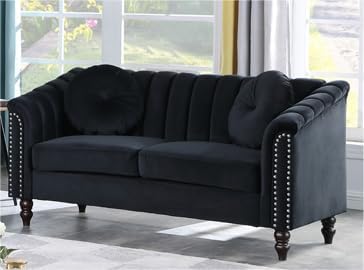 Graceful Chesterfield Sofa Living Room Furniture Set Fashion Rivet Velvet Striped Back Sofa and Loveseat Chair Sets Couches for Living Room (Cream White Velvet, Sofa+Loveseat+Chair)