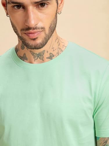 Image of Bewakoof Men's 100% Cotton Solid Regular Fit Half Sleeve Round Neck T-Shirt | Tshirt for Men Cotton| Casual Wear | Street Wear