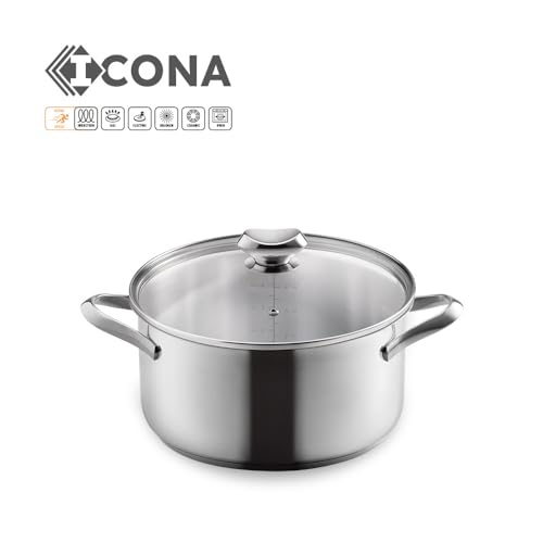 Cacerola baja Metaltex ICONA de 24cm en acero inoxidable para cocciones uniformes 3