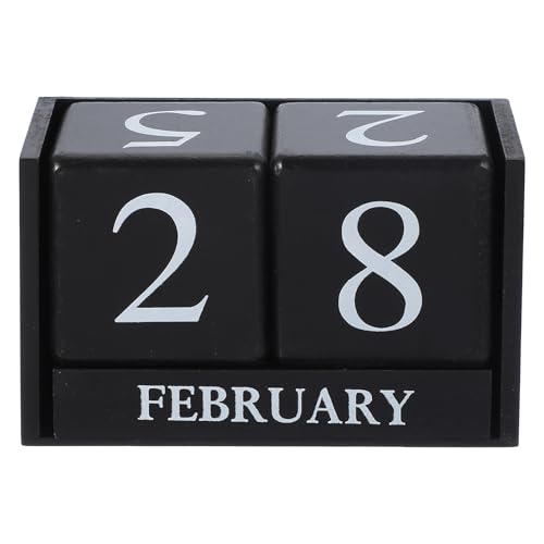 Calendrier perpétuel vintage bois noir affichage date et mois décoration de bureau maison
