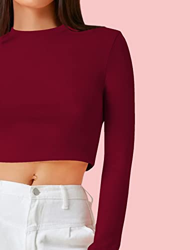 Image of Dream Beauty Fashion Women's Casual Round Neck Long Sleeves Stylish Crop Top - 17 inch Inches (Tee-Tally 02)