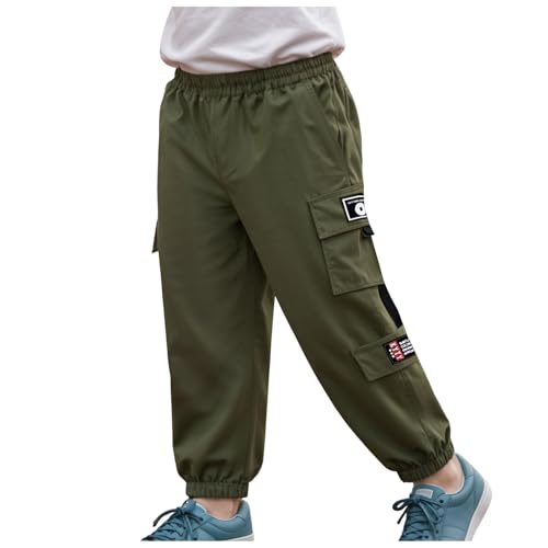 Cargo Pants for Boys Kids Elastic Waist Baggy Joggers with Multi Pockets Casual Fall Trousers Hip Hop Streetwear