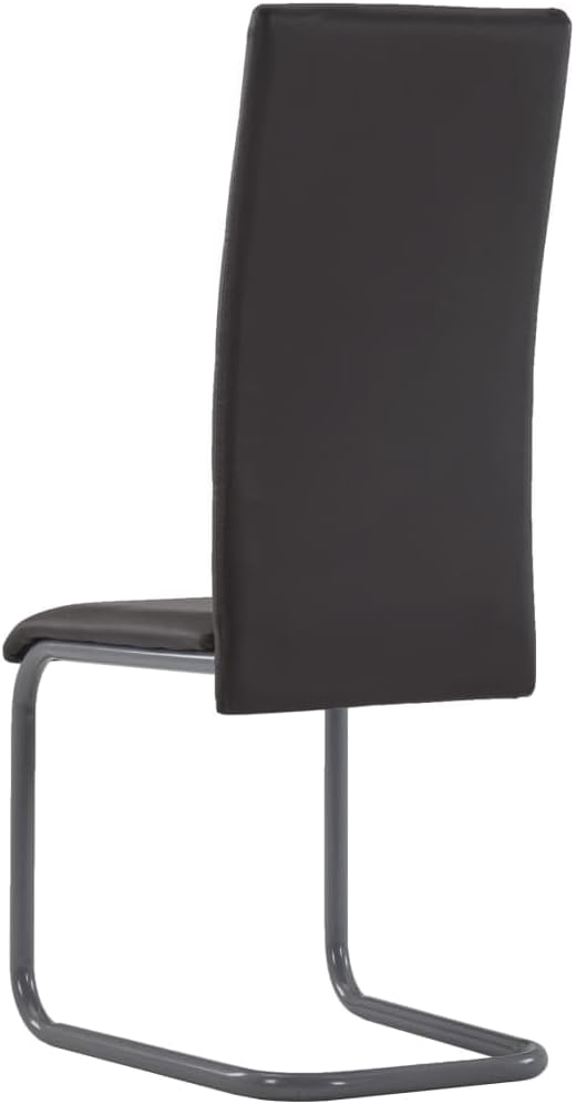 vidaXL Dining Chair 4 Pcs, Cantilever Dining Side Chair with Metal Base, Upholstered Chair for Dining Room Living Room, Brown Faux Leather