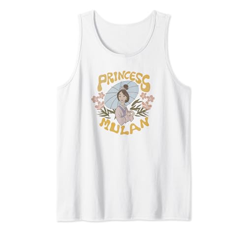 Camiseta de tirantes Mulan Disney con póster floral vintage para mujer
