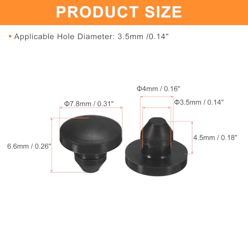 Image of uxcell 28Pcs Silicone Plugs, Rubber Round Snap in Locking Hole Plugs for 3.5mm Hole, Hole Stoppers Waterproof Hole Plug for Metal Tube, Furniture End Caps Inserts, Black