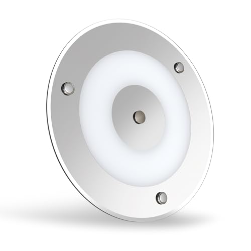 7.3 Inch 12 Volt LED Ceiling Dome Light, 720LM Dimmable Interior Light for RV Boat Camper Van Caravan Truck Motorhome Interior Lighting, Blue Light & Touch Switch(Cool White)