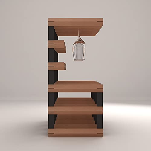 Wll-Dp Natural Beech Wood Countertop Wine Rack Two-In-One Wine Storage Shelf Wine Holder, Hold 10~15 Bottles, Suitable For Many Occasions #TOP2