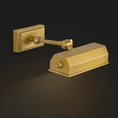 Brass Picture Light 8inch Picture Lights for Wall Hardwired, Gold Retro Art Light Dimmable Gallery Light, Vintage Picture Frame Lights Painting Lights For Artwork Poster Portrait Display G45 Bulb