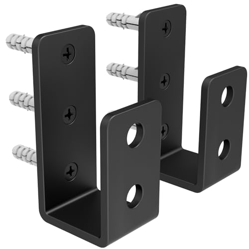 KOMOHOM 2x4 Door Barricade Brackets for Wood U-Shaped Security Brackets for Door Reinforcement Industrial Metal U Bracket for Shed Gate & Basement Hardware (2x4 Lumber Lock) 3mm Black