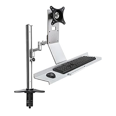 SDdPulse Monitor Arms 13"-27" Single Monitor Stand Wall- Mounted Monitor Mount Stand with Keyboard Tray Height Adjustable Monitor Mount Holds Up to 17.6lbs Monitor Accessories