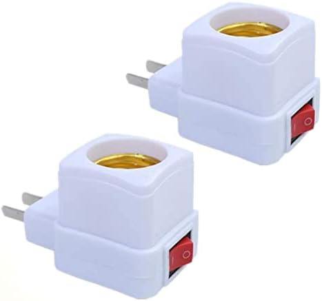 E26/E27 Socket Extension Adapter with Switch,Plug-in Light Socket,Convert Outlet to Light Bulb Socket,Standard Maximum Wattage 60W (2PACK)