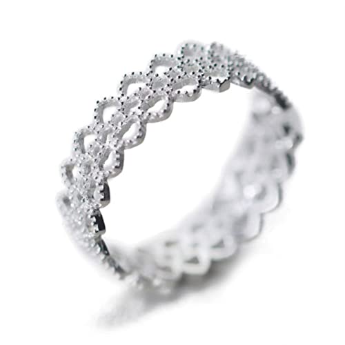 ZLING Bague D'ouverture en Dentelle en Argent Sterling Massif 925, Largeur 5 Mm, Réglable, Merveilleuse pour Adolescente, Femme