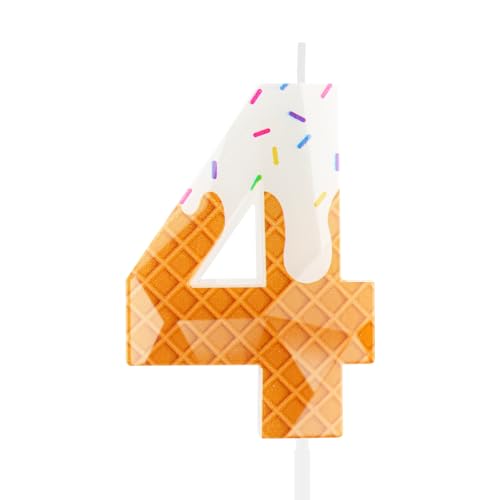 Hongplus Sweet 4th Birthday Candle Ice Cream Number 4 Candle for Birthday Cake Girls 4th Birthday Party Candle Macaron Cake Decoration Macaron Donut Birthday Party Decorations Supplies Favors Gifts