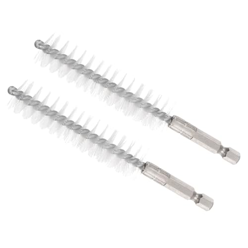 Image of Bore Brush, 19mm Dia 75mm Length, Nylon Twisted Cleaning Wire Brushes with 1 /4 inch Hex Shank - (Applications: for Power Drill), 2-Pieces