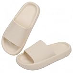 Ankis Cloud Slippers Women Men Size 5-6 - Non-Slip Cloud Sliders & Shower Slippers, Thick Sole Soft Rubber Sliders, Lightweight Slippers Women, Comfy House Slides for Bathroom Pool Beach (Beige)