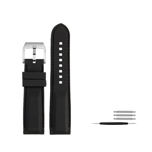 Bracelet de montre silicone 20 mm 22 mm souple noir pour montre homme