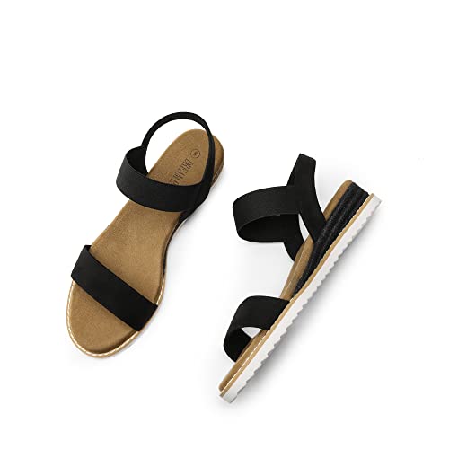 Image of DREAM PAIRS Womens Espadrilles Ankle Strap Sandals | Stretch Elastic Open Toe Comfortable Wedges Flats Spring Dressy Sandals Shoes for Women