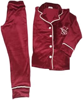 طقم بيجامة من قطعتين للنساء من اي ال اونلاين، لون احمر، مقاس M، موديل D9011