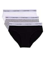 Calvin Klein Kids 3 Pack Bikini, White/Heather Gray/Black, 10-12