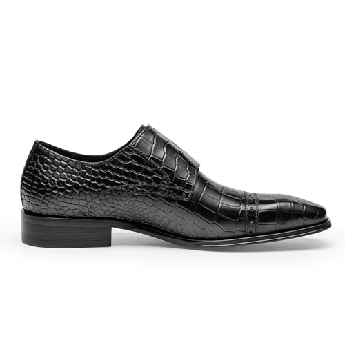 Loafers for Men - Premium Croc-Embossed Leather Monk Shoes | Formal Double Strap Design4