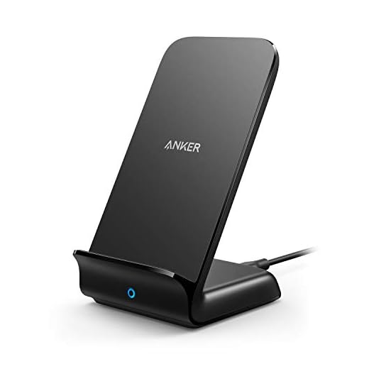 Anker PowerWave Fast Wireless Charger Stand, Qi-Certified, 7.5W for iPhone XR/XS Max/XS/X/8/8 Plus, 10W for Galaxy S10/S9/S9 plus/S8 plus, and 5W for All Qi-Enabled Phones (No AC Adapter) - Black
