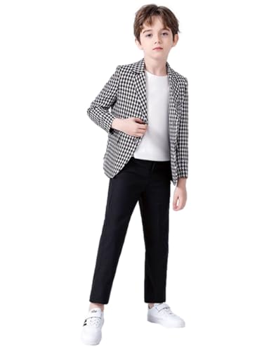 Costume deux pièces garçon pied-de-poule Kromoc : ensemble veste et pantalon chic