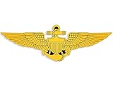 Gold Navy Aviator Wings Shaped Sticker (Logo Naval Pilot Fly Aviation Vinyl Decal for car, Laptop (3 x 6 inch) USN Licensed