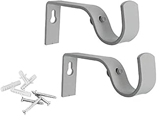 WARESHARK 2 x White Heavy Duty Metal Curtain Pole Bracket Holder Curtain Rod Support Wall Brackets Holders 2pcs