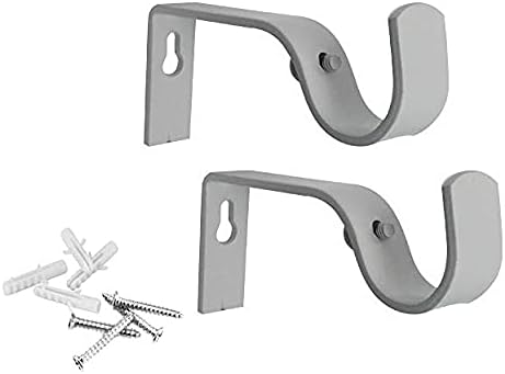 WARESHARK 2 x White Heavy Duty Metal Curtain Pole Bracket Holder Curtain Rod Support Wall Brackets Holders 2pcs