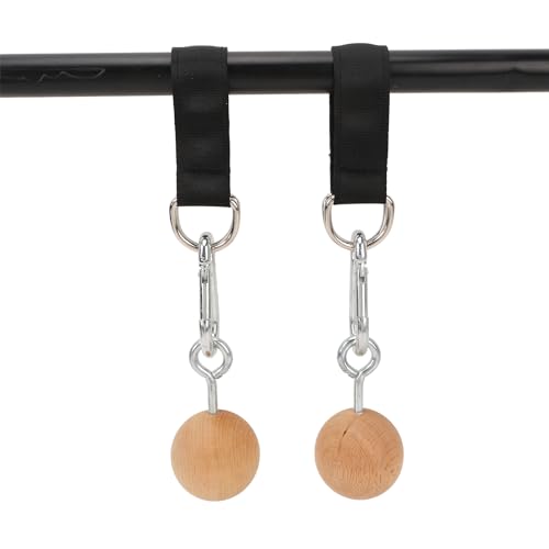 1 Pair Pull Up Ball Grip, Wooden Nonslip Rock Climbing Holds Training Ball Grip Strength Trainer Pull Up Power Ball for Chin Up Kettlebell Barbell Home Gym