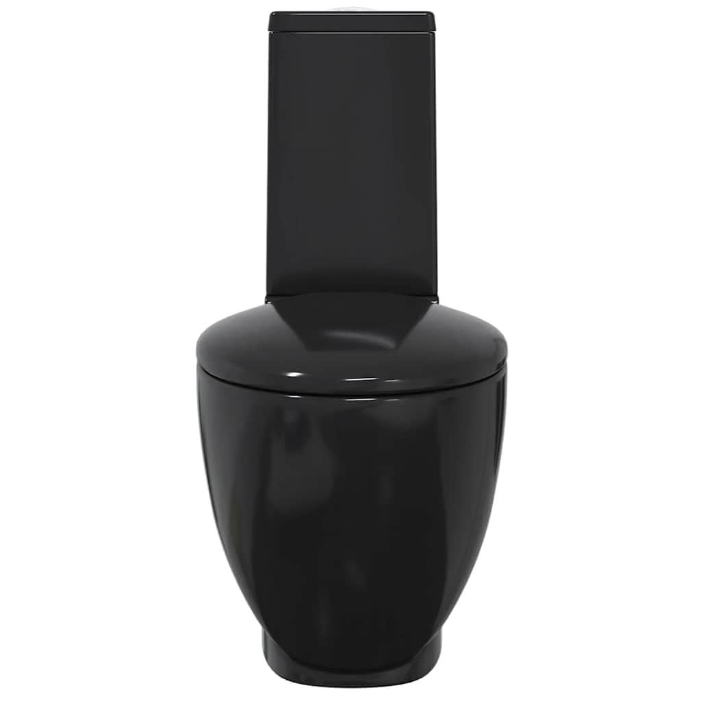 vidaXL WC Toilette in Ceramica da Bagno Nero Soft Close con Scarico Sanitari
