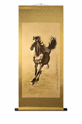 Chinese Ink Scroll Wall Art – Traditional Horse & Landscape