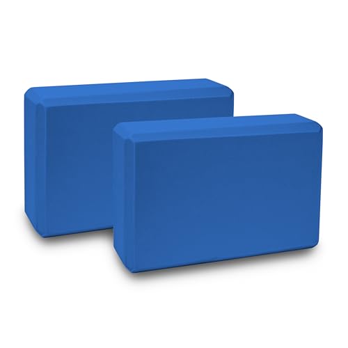 Zangco 2-Pack High-Density Yoga Blocks - Non-Slip EVA Foam Support for Yoga, Pilates, and Flexibility Training (Blue EVA Foam)