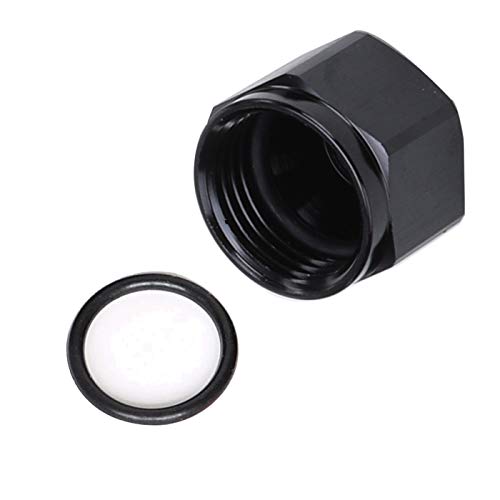 AC PERFORMANCE Black Aluminum Female -6 AN AN6 Thread Hex on End Cap Fitting With O ring Seal port ORB In Stealth