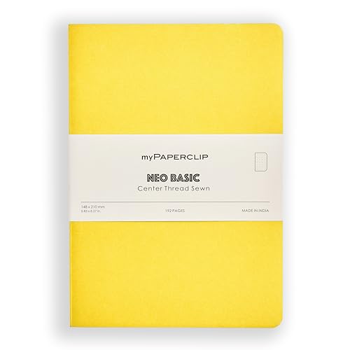 Image of myPAPERCLIP NeoBasic A5 Dot Grid Notebook | 80 GSM, 192 Pages | 250 GSM Soft Card Cover | A5 (5.83 inch x 8.27 inch) | Dotted Bullet Journal | Yellow