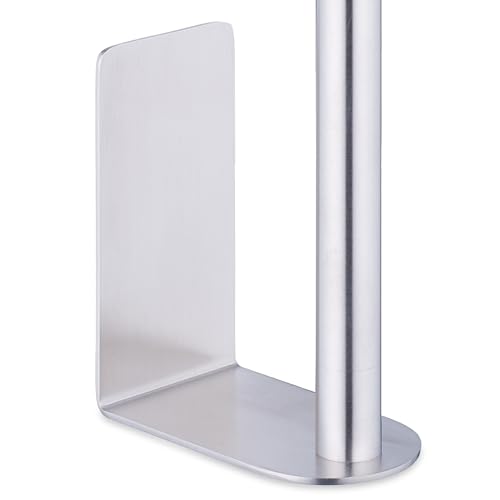 Image of Relaxdays Replacement Roll Holder, Self-Adhesive, 2 Replacement Rolls, H x W x D: 26 x 4.5 x 7.5 cm, Toilet Paper Holder Wall, Silver
