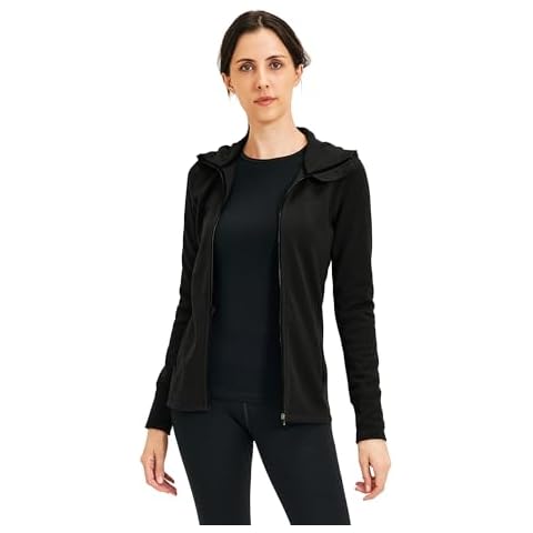 ZSOSBA METARINO Merino Wool Jacket Women's Zip Up Hoodie Long Sleeve Casual Coat for Hiking,Hunting,Cycling,Sports,Black,Large Cover