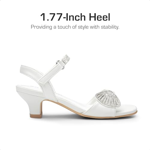 Image of DREAM PAIRS Girls Sandals Ankle Strap Square Toe Low Heel Crystal Shell Wedding Party Flower Dress Shoes for Little Kids /Big Kids