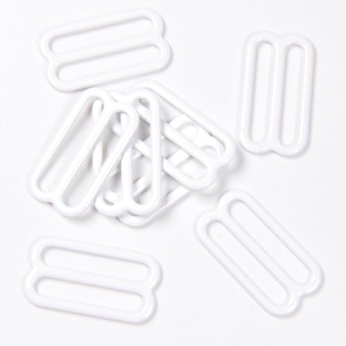 Porcelynne White Nylon Coated Metal Replacement Bra Strap Slide - 3/4