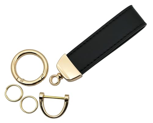 Image of Leather Wristlet Keychain Car Key Chain Holder with Anti-Lost D Ring, Key Fob Wristband for Women