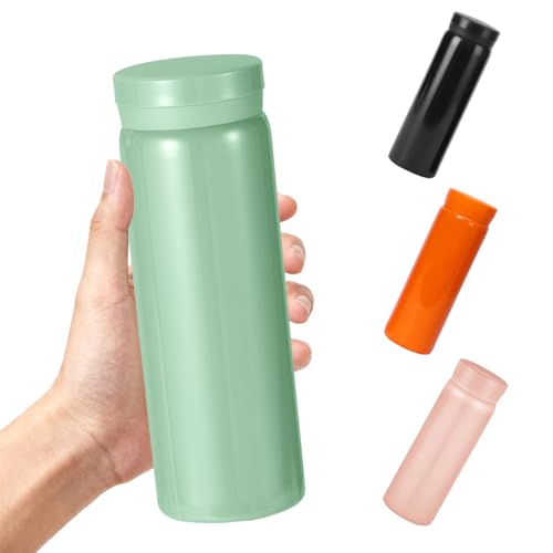 300ml Small Flask, Reusable Vacuum Insulated Stainless Steel Insulated Tumbler Water Bottle with Leakproof Lid for Hot & Cold Drinks, Portable Coffee Mug for Travel (Light Green)