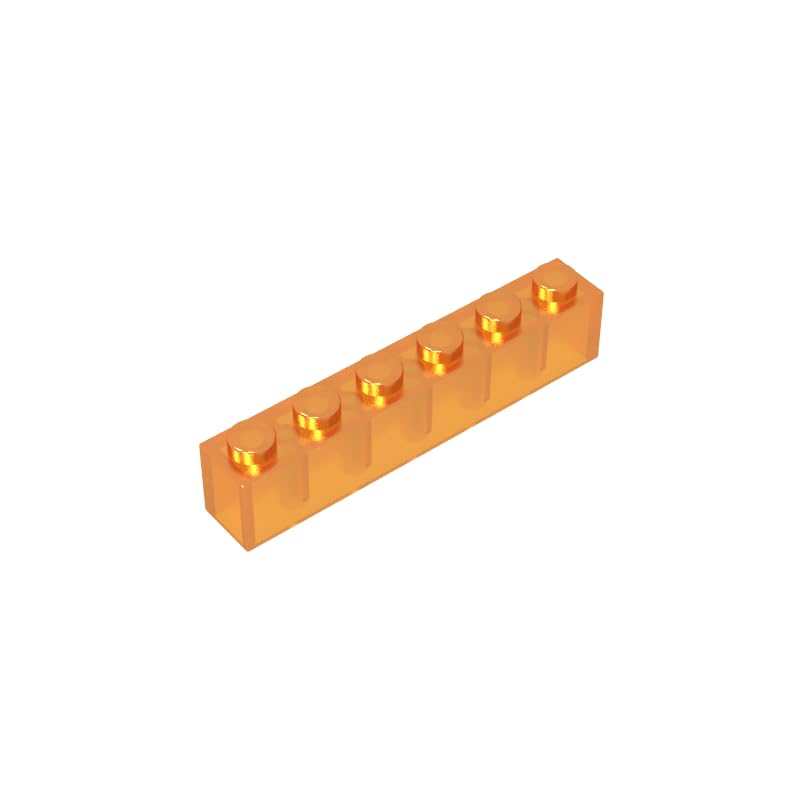 3009 Brick 1X6 50 Pieces High-Precision MOC Building Bricks Replacement Parts Compatible with Lego bricks GDS-535 Trans Orange