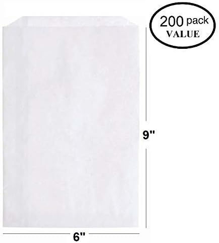 N'ice Packaging 200 White Flat Paper Bags Good for Candy, Cookies, Small Gift, Crafts, Party Favor, Sandwich, or Merchandising - no Gussett (White, 6" x 9") image 5